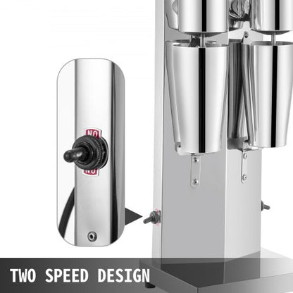 180W Stainless Steel Electric Milkshake Maker, Double Head Commercial Shake Machine with 800ml Cup