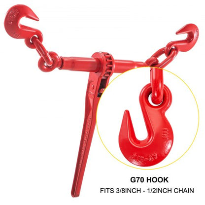 Industrial-Grade 2-Pack Chain Binder, 9,215 lbs Capacity with G70 Hooks, Adjustable 25"-32" Length for Grade 70-80