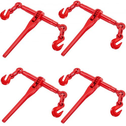 Heavy-Duty Ratchet Binders (4-Pack), 9,215 lbs Capacity with G70 Hook, Fits 3/8" to 1/2" Chains for Industrial Tie