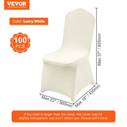 100Pack Ivory White Universal Fitted Chair Covers Stretch Spandex Slipcovers For Weddings Banquets  7