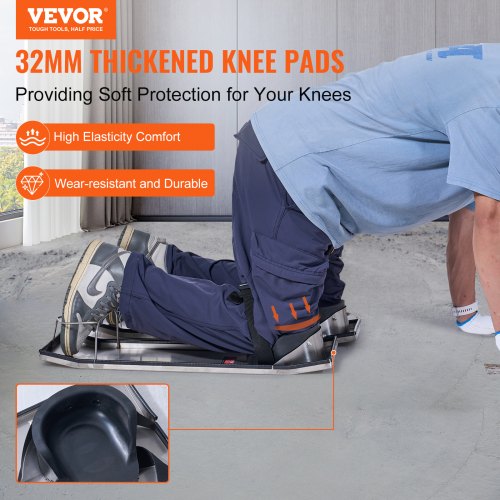 Concrete Slider Knee Board Pair 28 X 8 Stainless Steel Kneeboards W Pads  Straps For Concrete Finis 2