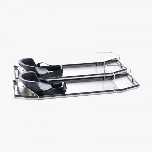 28 X 8 Stainless Steel Slider Knee Boards 2Pair Concrete Finishing Kneelers W Comfort Pads  Straps  9