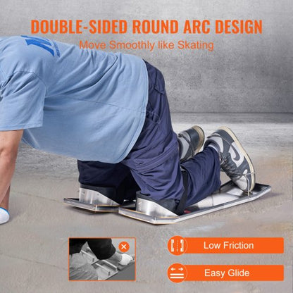 Stainless Steel Slider Knee Boards, Concrete Sliders Pair with Thick Knee Pads & Board Straps, Heavy-Duty Kneedboards