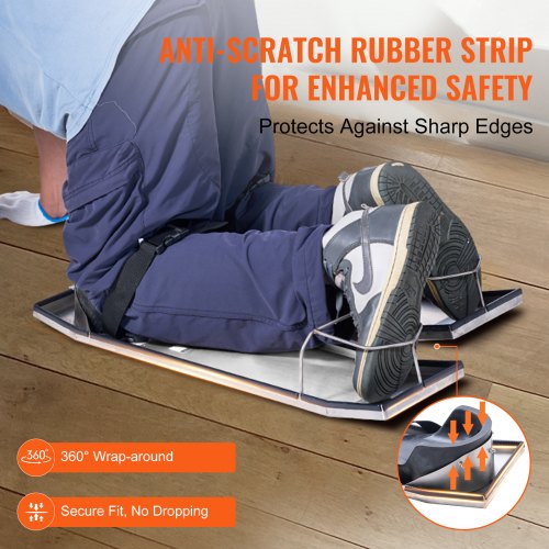 Stainless Steel Slider Knee Boards, Concrete Sliders Pair with Thick Knee Pads & Board Straps, Heavy-Duty Kneedboards