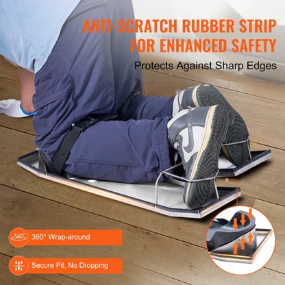 Stainless Steel Slider Knee Boards, Concrete Sliders Pair with Thick Knee Pads & Board Straps, Heavy-Duty Kneedboards