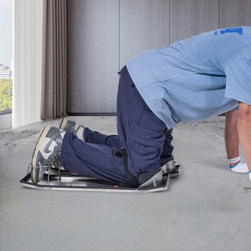 Stainless Steel Slider Knee Boards, Concrete Sliders Pair with Thick Knee Pads & Board Straps, Heavy-Duty Kneedboards