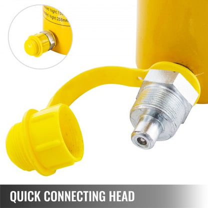 Hydraulic Cylinder Jack, Stroke Single Acting Solid Ram, Heavy-Duty Portable Hydraulic Lifting Cylinder, Quick Connector