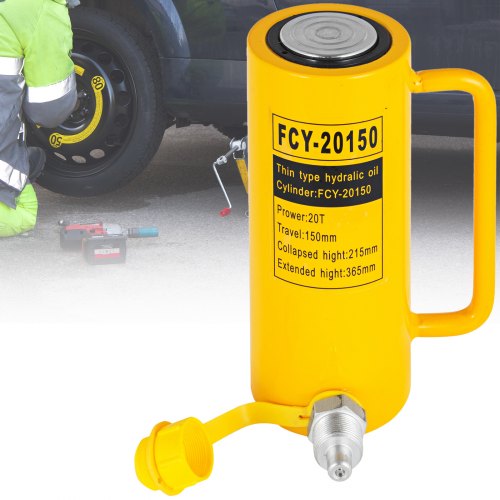 Hydraulic Cylinder Jack, Stroke Single Acting Solid Ram, Heavy-Duty Portable Hydraulic Lifting Cylinder, Quick Connector