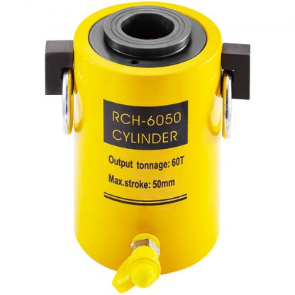 Hollow Hydraulic Cylinder Jack, Single Acting Hydraulic Ram with 50mm Stroke, Industrial Lifting Cylinder for Welders