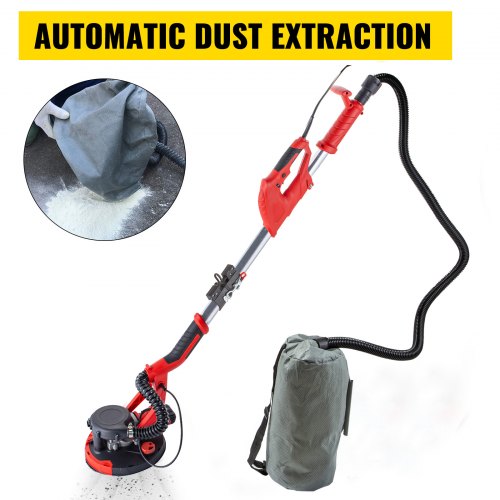 Electric Sander Variable Speed, Foldable Drywall Sander with Telescope Handle, Sanding Discs & Dust-Free Vacuum Bag