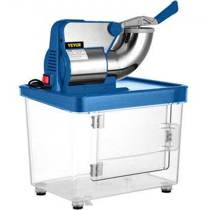 Commercial Ice Crusher, Electric Snow Cone Machine with Dual Blades & Stainless Steel Shaved Ice Storage for Restaurants