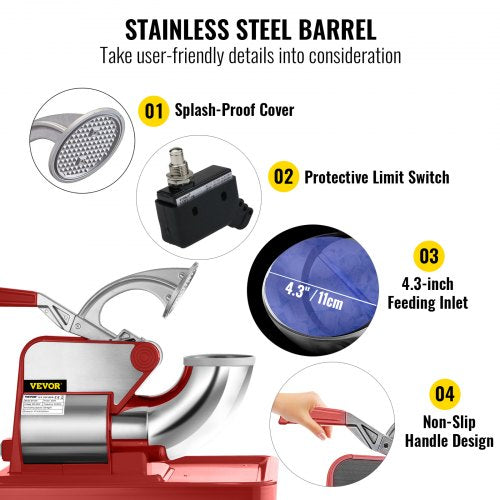 Commercial Ice Crusher, Dual Blade Stainless Steel Snow Cone Machine for Restaurants, Bars, and Home Use
