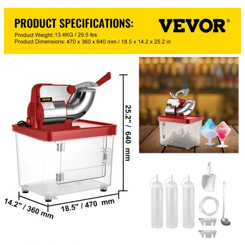 Commercial Ice Crusher, Dual Blade Stainless Steel Snow Cone Machine for Restaurants, Bars, and Home Use