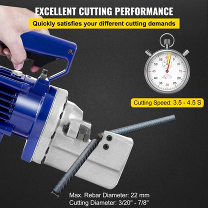 Rebar Cutter Electric Hydraulic, Cut Rebar in 4.5 Seconds, Industrial-Grade Cutter with Blades & Storage Case