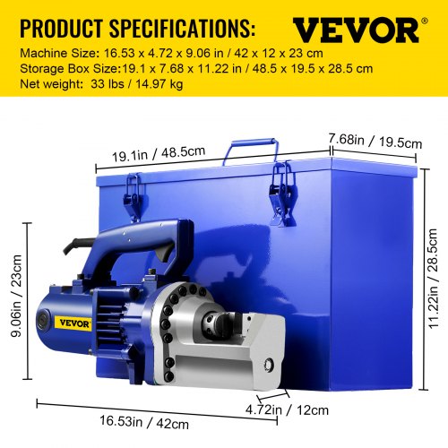 Rebar Cutter Electric Hydraulic, Cut Rebar in 4.5 Seconds, Industrial-Grade Cutter with Blades & Storage Case