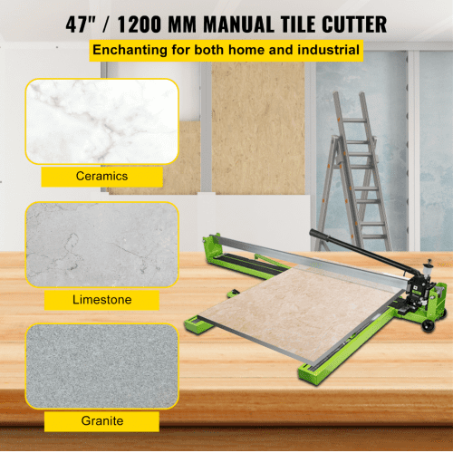 Manual Tile Cutter Hand Tool, Heavy-Duty Tile Cutting Machine w/ Laser Guide & Spare Cutter, Precision Porcelain Ceramic