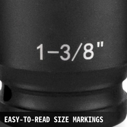 1/2" Drive Impact Socket Set, 19-Piece SAE 6-Point Hex Sockets (3/8" to 1-1/2"), Heavy-Duty Chrome Vanadium Alloy Steel