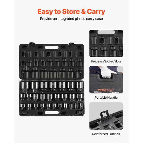 34 Drive Impact Socket Set 29Piece 6Point SAE Sockets 34 To 212  CRM0 Steel With Storage Cage 6