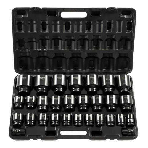 34 Drive Impact Socket Set 29Piece 6Point SAE Sockets 34 To 212  CRM0 Steel With Storage Cage 10