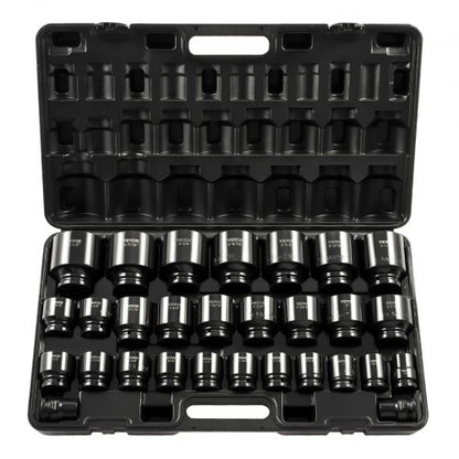 34 Drive Impact Socket Set 29Piece 6Point SAE Sockets 34 To 212  CRM0 Steel With Storage Cage 10