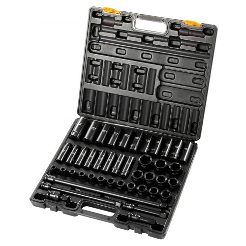 43Piece 12 Drive Impact Socket Set 6Point Metric Sockets 930mm Standard  Deep  Includes Extensions 1