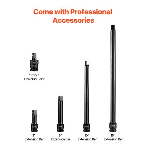 43Piece 12 Drive Impact Socket Set 6Point Metric Sockets 930mm Standard  Deep  Includes Extensions 4