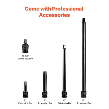43Piece 12 Drive Impact Socket Set 6Point Metric Sockets 930mm Standard  Deep  Includes Extensions 4