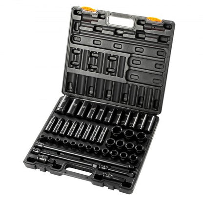 43Piece 12 Drive Impact Socket Set 6Point Metric Sockets 930mm Standard  Deep  Includes Extensions 8