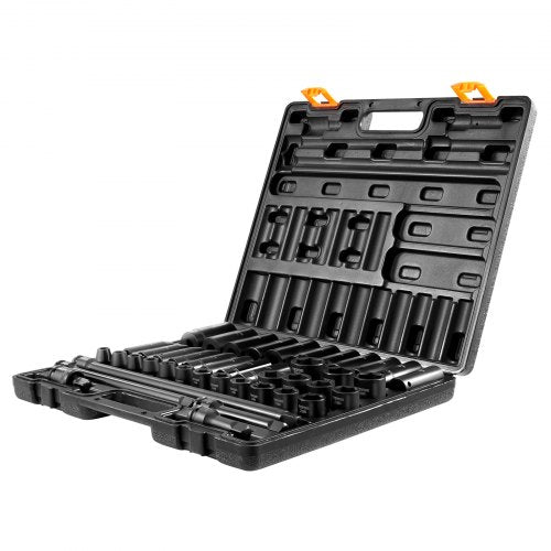 43Piece 12 Drive Impact Socket Set 6Point Metric Sockets 930mm Standard  Deep  Includes Extensions 9