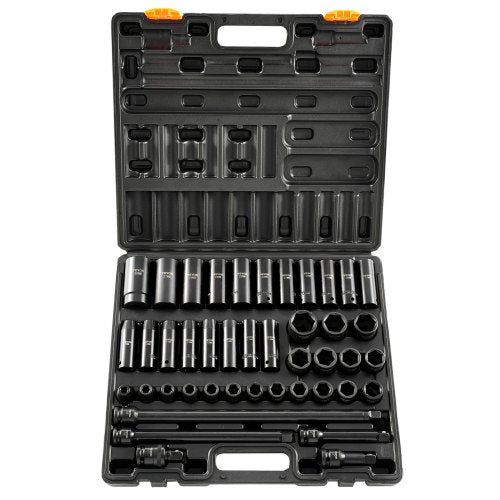 43Piece 12 Drive Impact Socket Set 6Point Metric Sockets 930mm Standard  Deep  Includes Extensions 10