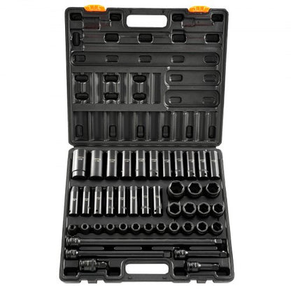 43Piece 12 Drive Impact Socket Set 6Point Metric Sockets 930mm Standard  Deep  Includes Extensions 10