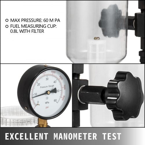 400Bar 6000PSI Diesel Fuel Injector Tester Dual Scale Gauge Pop Pressure Tester Kit For Adjusting   3