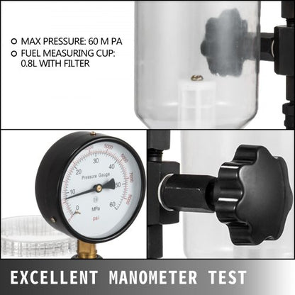 400Bar 6000PSI Diesel Fuel Injector Tester Dual Scale Gauge Pop Pressure Tester Kit For Adjusting   3