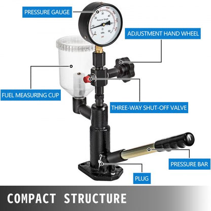 400Bar 6000PSI Diesel Fuel Injector Tester Dual Scale Gauge Pop Pressure Tester Kit For Adjusting   4