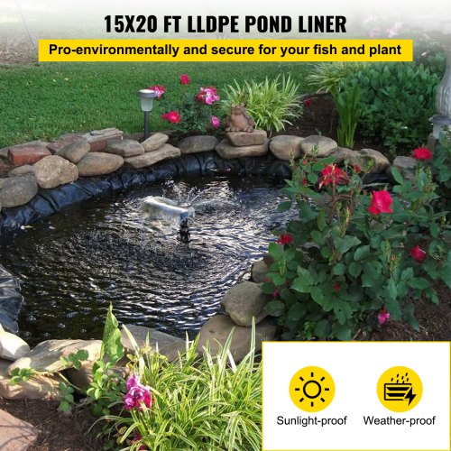 20 Mil Pond Liner 15x20 Ft HeavyDuty LLDPE Fish Pond Liner For Water Features Koi Ponds  Backyard L 2