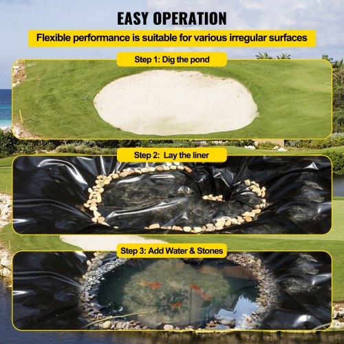 LLDPE Pond Liner 20x25 Ft 20 Mil Thick Fish Pond Liner For Waterfalls Ponds  Water Gardens 4