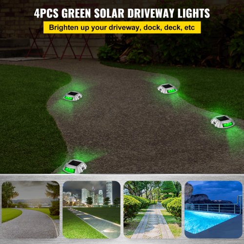 Solar Deck Lights Waterproof 4Pack Wireless Dock Lights With 6 Bright Green LEDs For Path Garden Wa 2