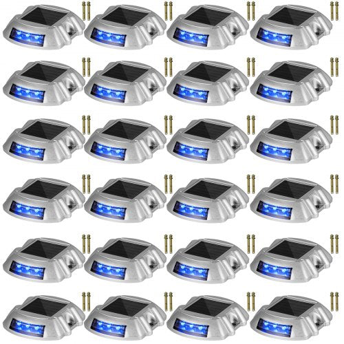 Solar Dock Lights 24Pack UltraBright Blue LED Pathway Markers For Driveway Sidewalk  Steps 1