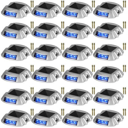 Solar Dock Lights 24Pack UltraBright Blue LED Pathway Markers For Driveway Sidewalk  Steps 1