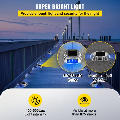 Solar Dock Lights 24Pack UltraBright Blue LED Pathway Markers For Driveway Sidewalk  Steps 5