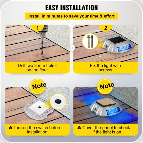 Solar Dock Lights 24Pack UltraBright Blue LED Pathway Markers For Driveway Sidewalk  Steps 6