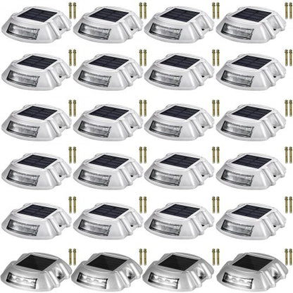 24Pack Solar Driveway Lights Bright White Waterproof Wireless Dock Lights With 6 LEDs For Path Gard 1