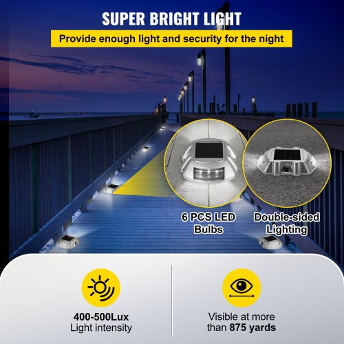 24Pack Solar Driveway Lights Bright White Waterproof Wireless Dock Lights With 6 LEDs For Path Gard 5
