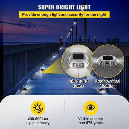 24Pack Solar Driveway Lights Bright White Waterproof Wireless Dock Lights With 6 LEDs For Path Gard 5