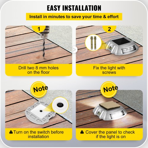 24Pack Solar Driveway Lights Bright White Waterproof Wireless Dock Lights With 6 LEDs For Path Gard 6