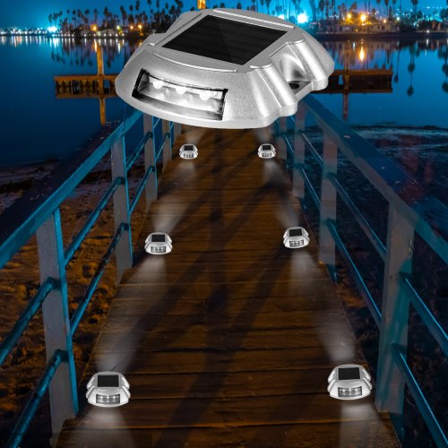 24-Pack Solar Driveway Lights Bright White, Waterproof Wireless Dock Lights with 6 LEDs for Path, Garden, Walkway