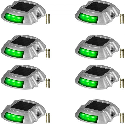 8Pack Solar Deck Lights Waterproof Wireless Dock Lights With 6 Bright Green LEDs For Pathway Drivew 1