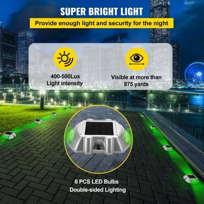 8Pack Solar Deck Lights Waterproof Wireless Dock Lights With 6 Bright Green LEDs For Pathway Drivew 5