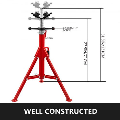 1500LB Capacity Pipe Jack Stand with 4-Ball Transfer V-Head, Adjustable 28-52IN Welding Stand with Folding Legs