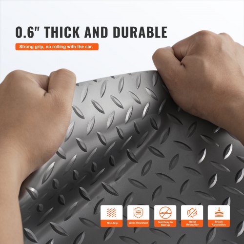 49x19ft AntiSlip Vinyl Garage Flooring Roll Diamond Texture Gray Garage Mat For Under Car Gyms  Tra 3